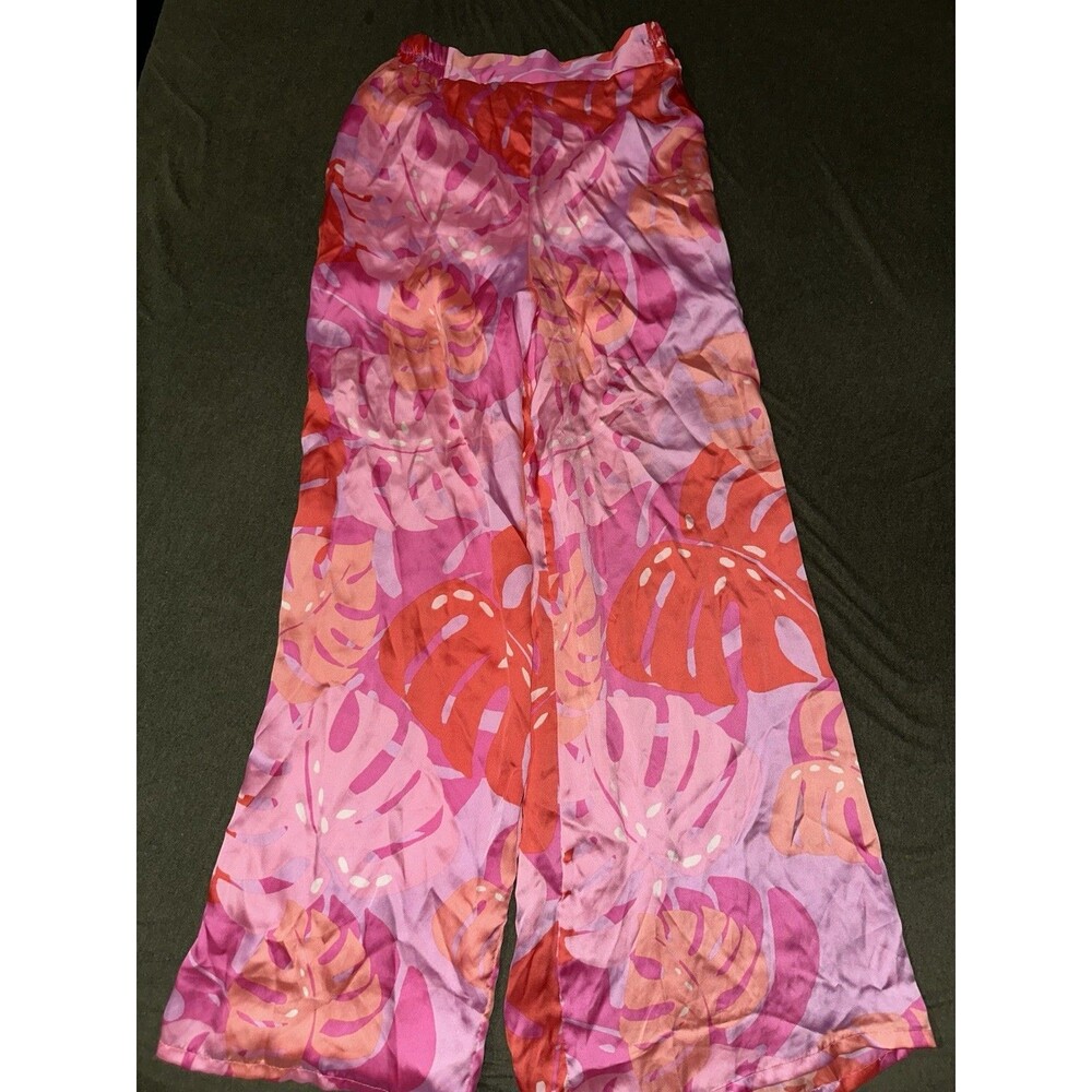 Adrienne Wide Flare Leg Cora Floral Pants Size Medium USA Made BNWOT Pink Orange